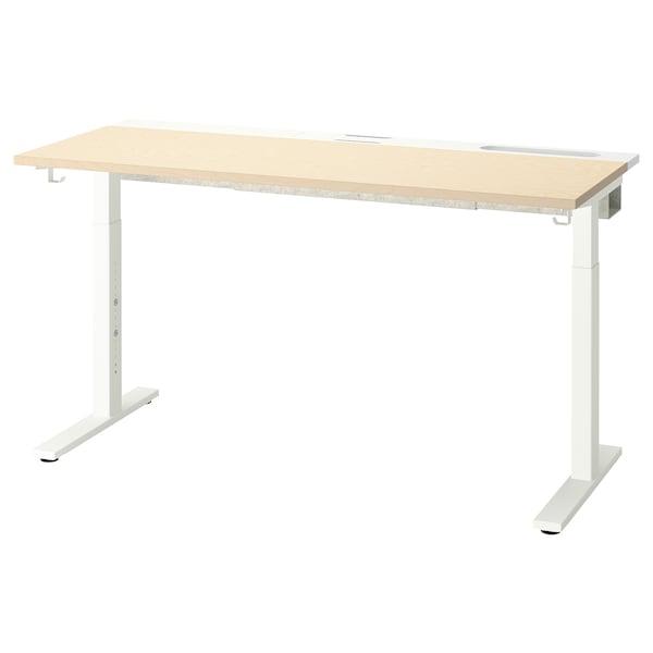 Ikea MITTZON - Desk, birch veneer/white, 140x60 cm