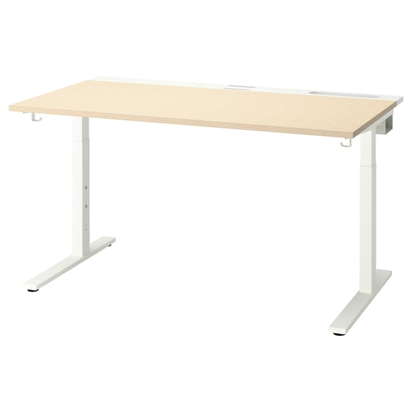 MITTZON desk, birch veneer/white, 140x80 cm