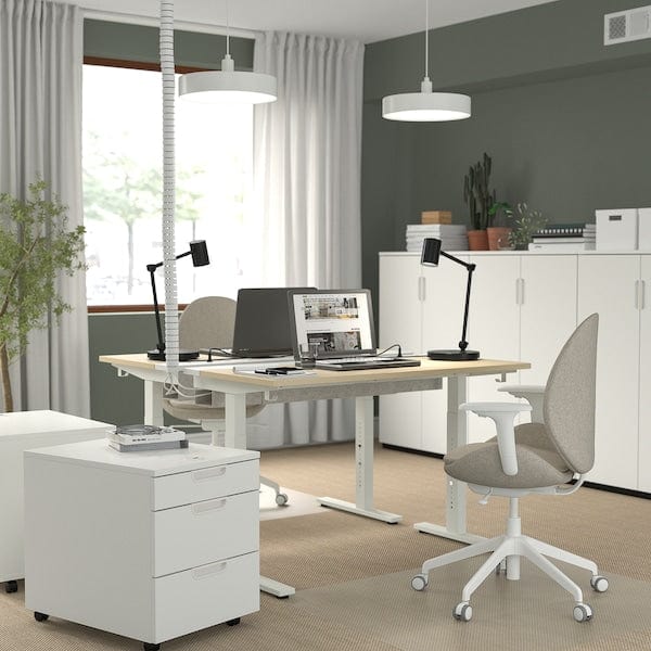 Ikea MITTZON - Desk, birch veneer/white,120x60 cm