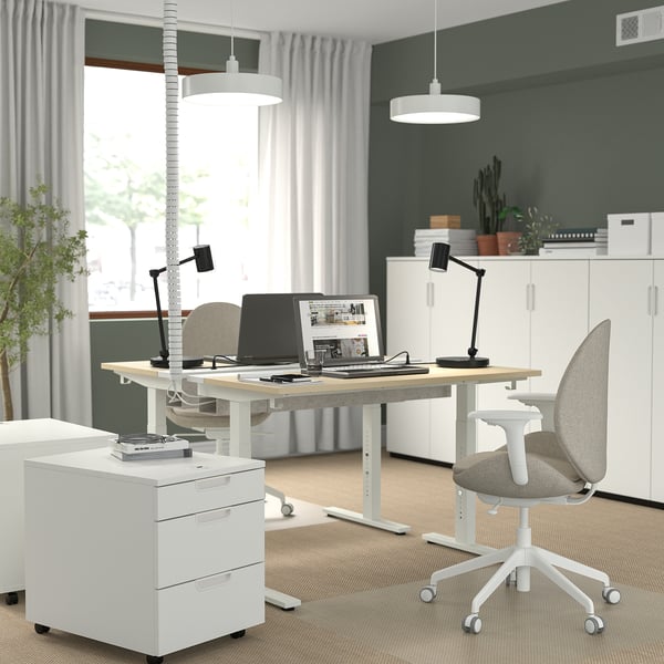 MITTZON desk, birch veneer/white, 120x60 cm
