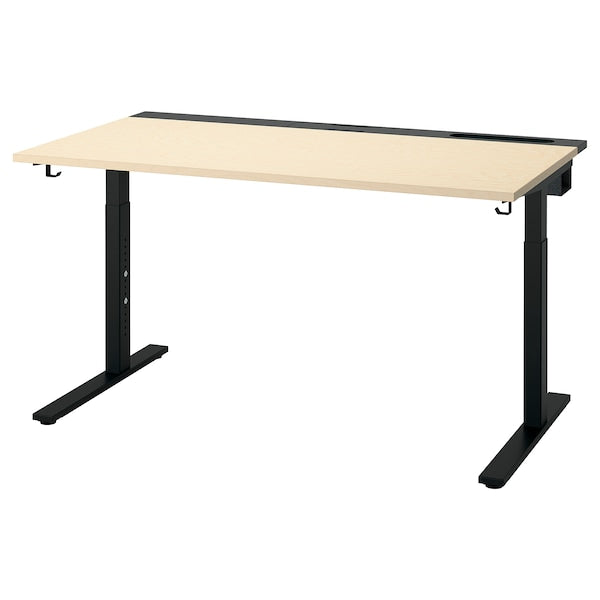 MITTZON - Desk, birch veneer/black, 140x80 cm