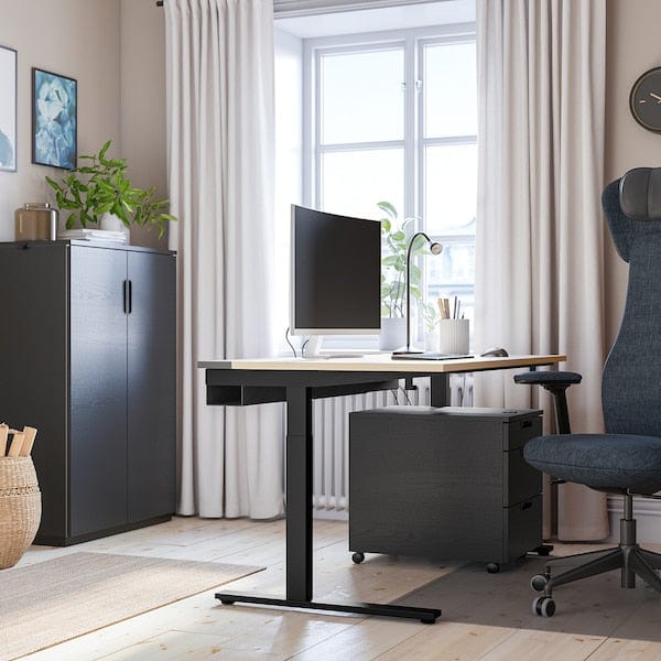 Ikea MITTZON - Desk, birch veneer/black, 140x80 cm