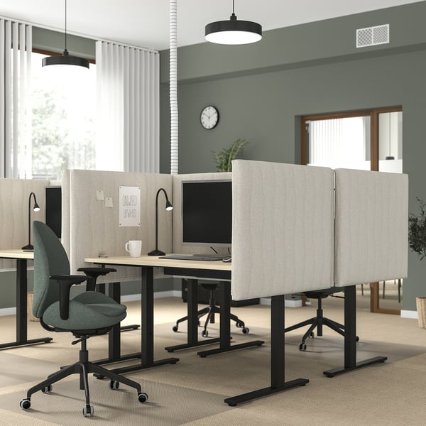 MITTZON desk, birch veneer/black, 120x80 cm