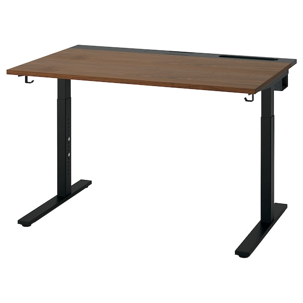 MITTZON - Desk, walnut veneer/black, 120x80 cm
