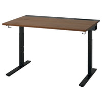 MITTZON desk, walnut veneer/black, 120x80 cm