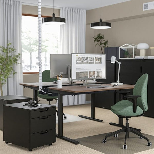 Ikea MITTZON - Desk, walnut veneer/black, 140x60 cm