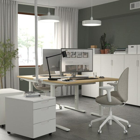 Ikea MITTZON - Desk, oak veneer/white,120x60 cm