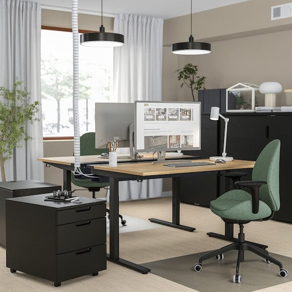 Ikea MITTZON - Desk, oak veneer/black, 140x60 cm
