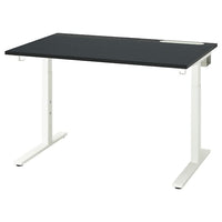 MITTZON desk, black stained ash veneer/black white, 120x80 cm