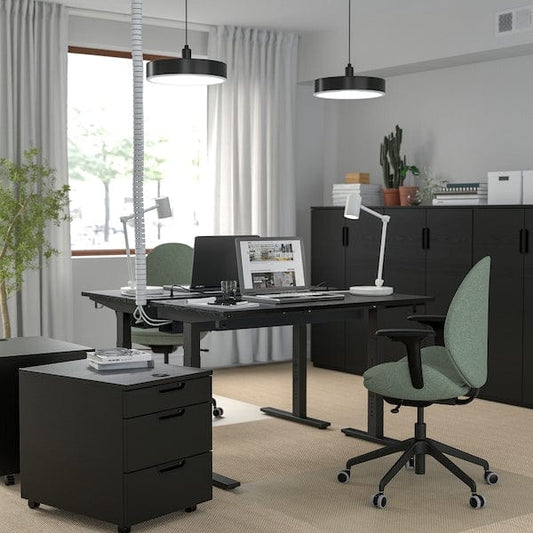 Ikea MITTZON - Desk, stained black ash veneer/black,120x60 cm