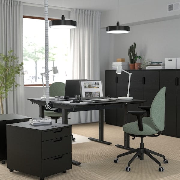 Ikea MITTZON - Desk, stained black ash veneer/black,120x60 cm