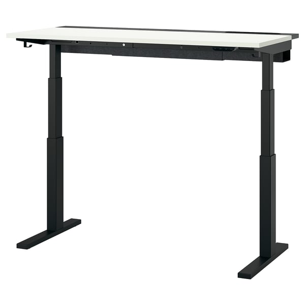 MITTZON desk sit/stand, electric white/black, 140x60 cm