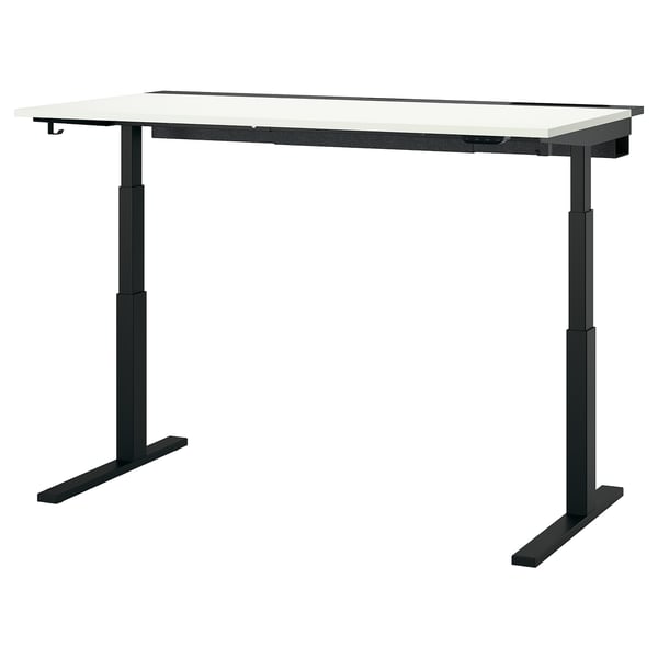 MITTZON desk sit/stand, electric white/black, 160x80 cm