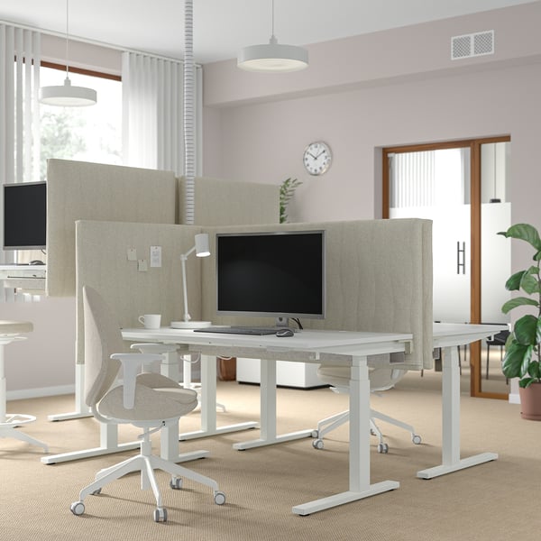 MITTZON desk sit/stand, electric white, 140x80 cm