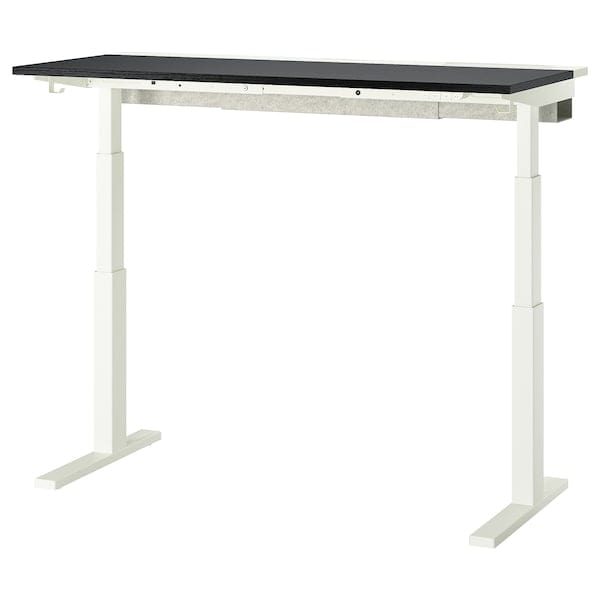 Ikea MITTZON - Scrivania regolabile in altezza, elettrico impiallacc frassino/mordente nero/bianco,140x60 cm