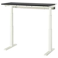 MITTZON desk sit/stand, electric black stained ash veneer/white, 120x60 cm