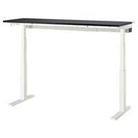 MITTZON desk sit/stand, electric black stained ash veneer/white, 160x60 cm