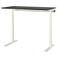MITTZON desk sit/stand, electric black stained ash veneer/white, 140x80 cm