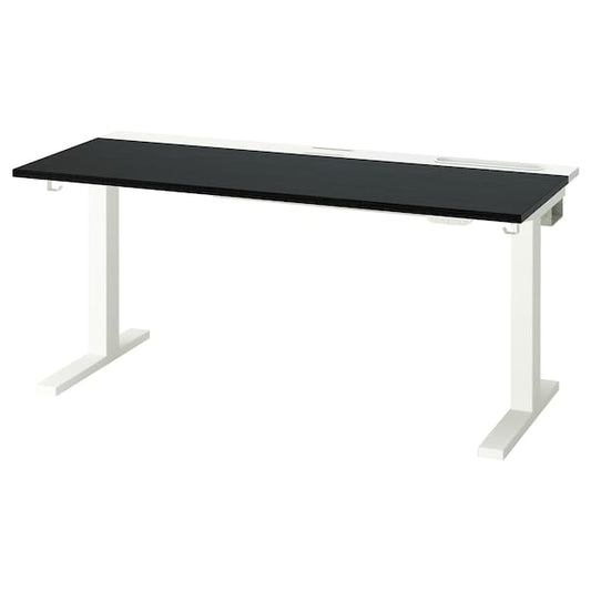Ikea MITTZON - Scrivania regolabile in altezza, elettrico impiallacc frassino/mordente nero/bianco,140x60 cm