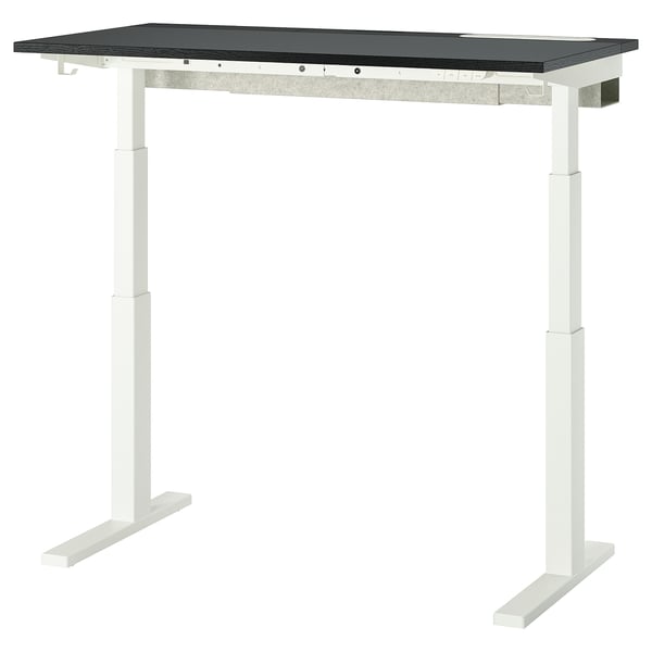 MITTZON desk sit/stand, electric black stained ash veneer/black white, 120x60 cm