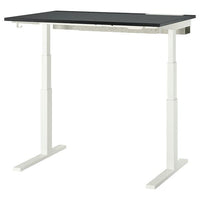 MITTZON desk sit/stand, electric black stained ash veneer/black white, 120x80 cm