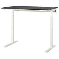 MITTZON desk sit/stand, electric black stained ash veneer/black white, 140x80 cm
