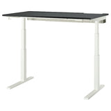 MITTZON desk sit/stand, electric black stained ash veneer/black white, 140x80 cm