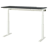 MITTZON desk sit/stand, electric black stained ash veneer/black white, 160x60 cm