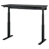 MITTZON desk sit/stand, electric black stained ash veneer/black, 140x60 cm