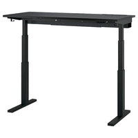 MITTZON desk sit/stand, electric black stained ash veneer/black, 140x60 cm