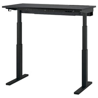 MITTZON desk sit/stand, electric black stained ash veneer/black, 120x60 cm