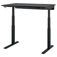 MITTZON desk sit/stand, electric black stained ash veneer/black, 120x80 cm