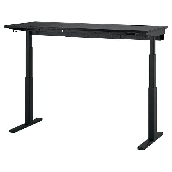 Ikea MITTZON - Scrivania regolabile in altezza, elettrico impiallacc frassino/mordente nero/nero,160x60 cm