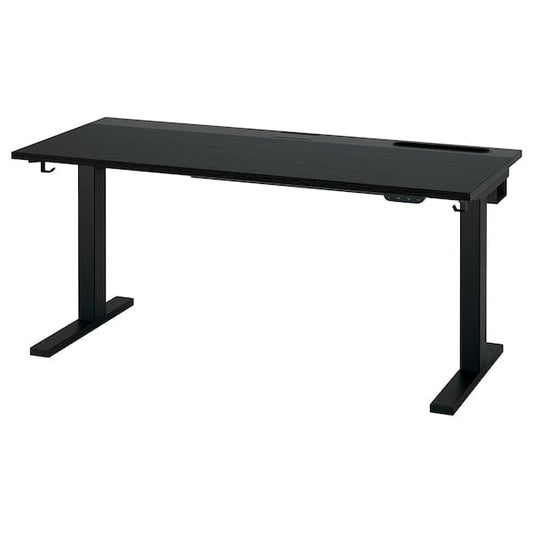 Ikea MITTZON - Scrivania regolabile in altezza, elettrico impiallacc frassino/mordente nero/nero,140x60 cm