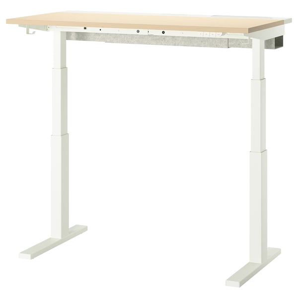 MITTZON desk sit/stand, electric birch veneer/white, 120x60 cm