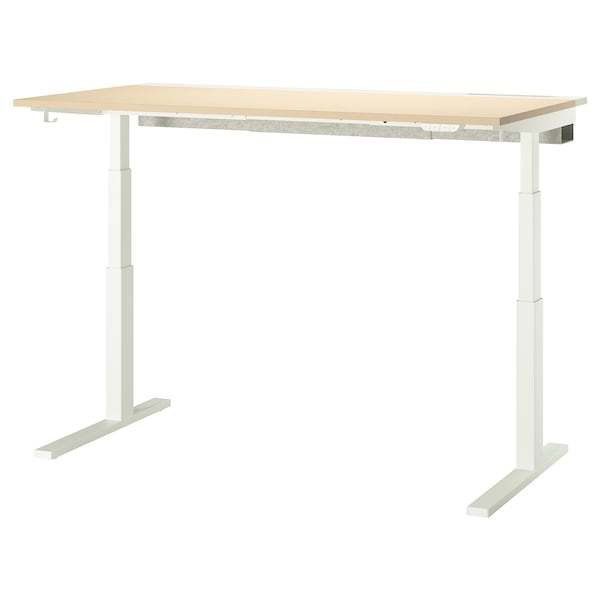 Ikea MITTZON - Height-adjustable desk, electric birch veneer/white,160x80 cm