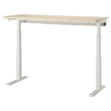 MITTZON desk sit/stand, electric birch veneer/white, 160x60 cm