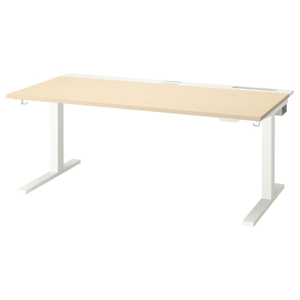 MITTZON desk sit/stand, electric birch veneer/white, 160x80 cm