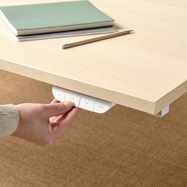 Ikea MITTZON - Height-adjustable desk, electric birch veneer/white,140x60 cm