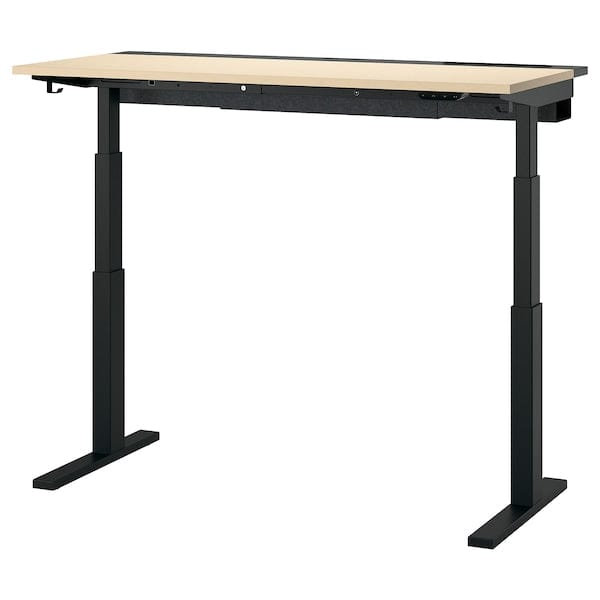 Ikea MITTZON - Height-adjustable desk, electric birch veneer/black,140x60 cm
