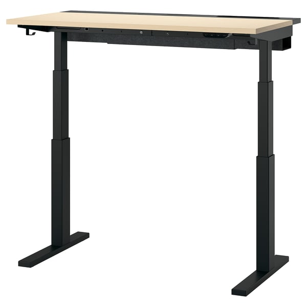 MITTZON desk sit/stand, electric birch veneer/black, 120x60 cm
