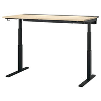 MITTZON desk sit/stand, electric birch veneer/black, 160x80 cm
