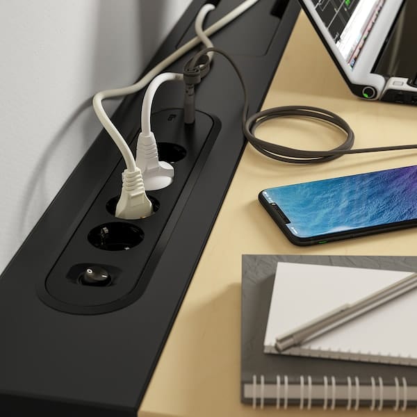 Ikea MITTZON - Height-adjustable desk, electric birch veneer/black,120x80 cm