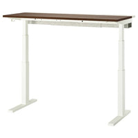 MITTZON desk sit/stand, electric walnut veneer/white, 140x60 cm