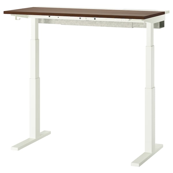 Ikea MITTZON - Height-adjustable desk, electric walnut veneer/white,120x60 cm