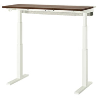MITTZON desk sit/stand, electric walnut veneer/white, 120x60 cm
