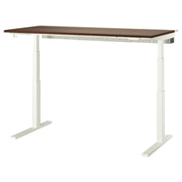 MITTZON desk sit/stand, electric walnut veneer/white, 160x80 cm