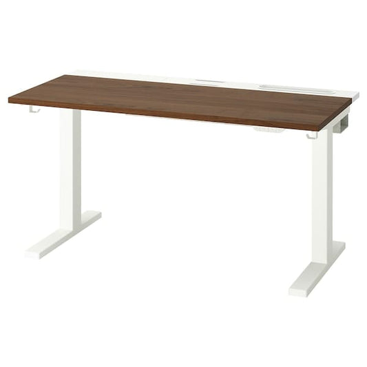 Ikea MITTZON - Height-adjustable desk, electric walnut veneer/white,120x60 cm