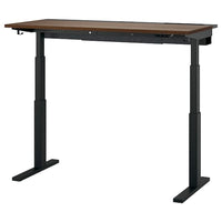 MITTZON desk sit/stand, electric walnut veneer/black, 140x60 cm