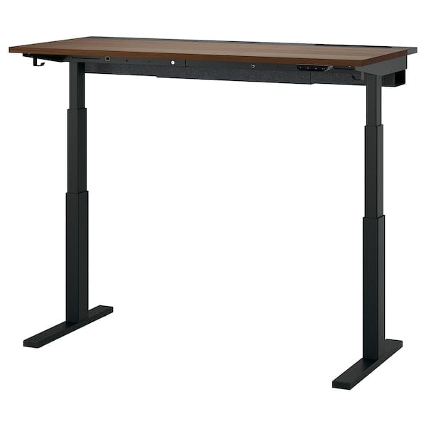 Ikea MITTZON - Height-adjustable desk, electric walnut veneer/black,140x60 cm